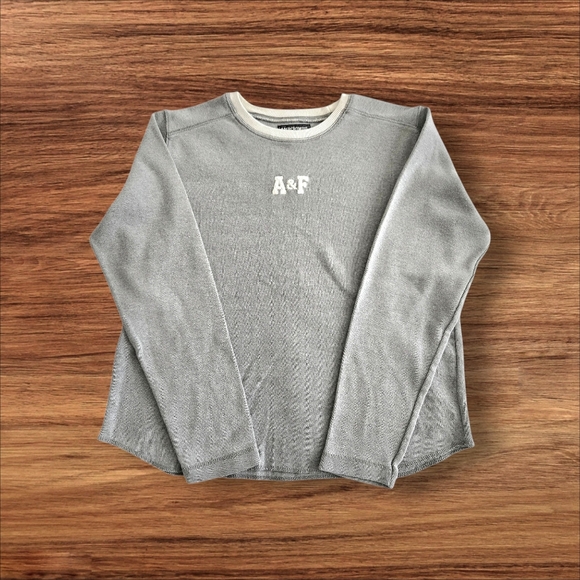 Abercrombie & Fitch Tee Vintage Y2K Short Gray 3/4 Sleeve Grunge Streetwear /L - Picture 6 of 7